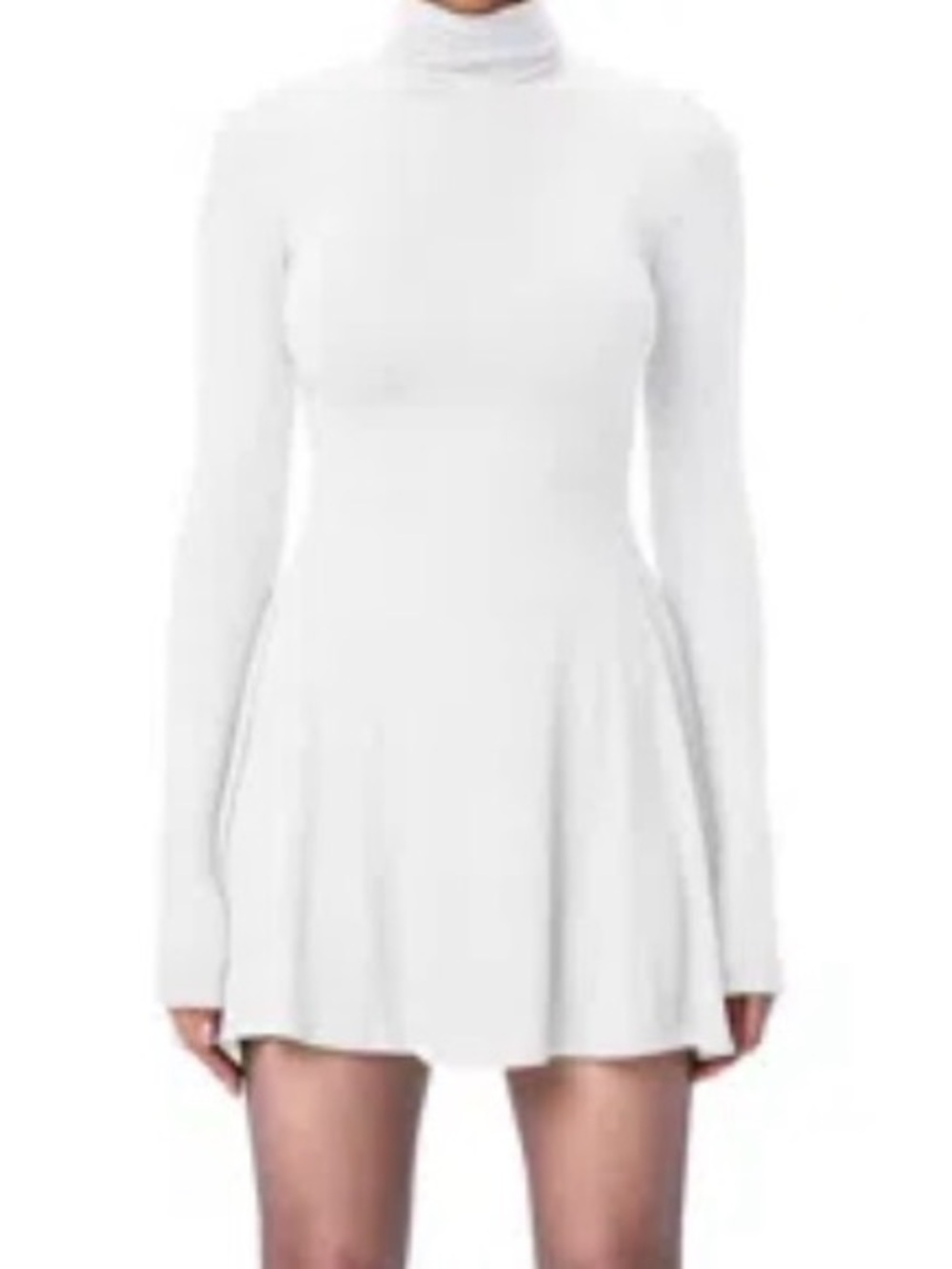 naked wardrobe White Long Sleeve Turtleneck Skater Dress